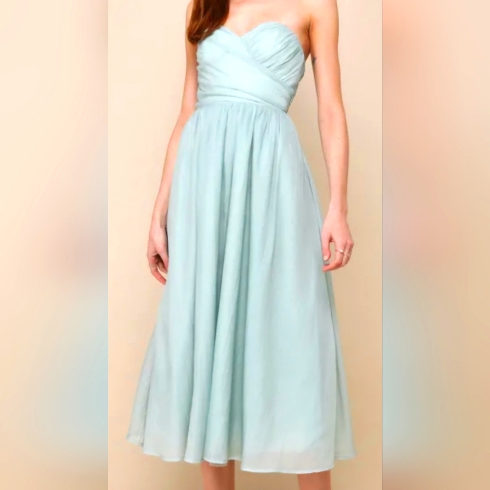 Lulu's Green Ruched Sweetheart Sundress